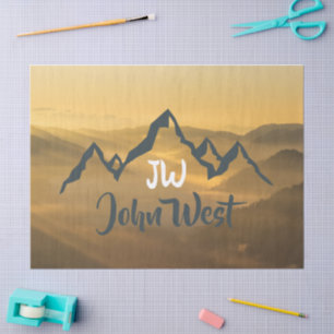 Gold sunrise personalizable mountains monogram tissue paper