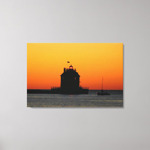 Gold Sunset Lighthouse Canvas Print