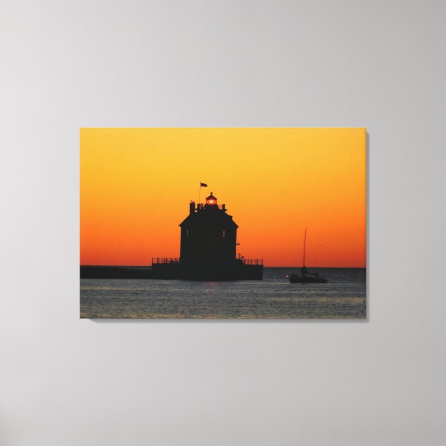 Gold Sunset Lighthouse Canvas Print (Front)