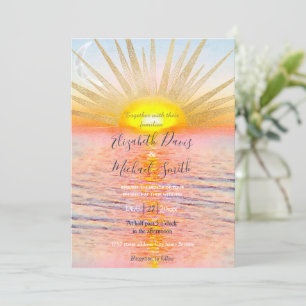 Gold Sunset Sun Mandala Watercolor Sea Invitation