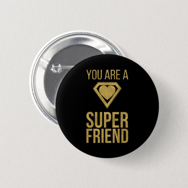 Gold Superhero Friend Valentine Button (Front & Back)