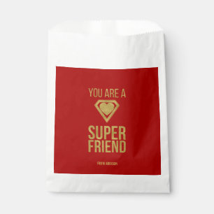 Gold Superhero Friend Valentine Favour Bag Red
