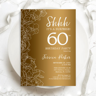 Gold Surprise 60th Birthday Invitation