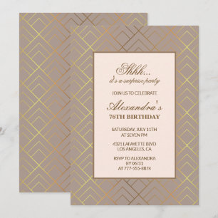 Gold Surprise party 76th birthday invitation 