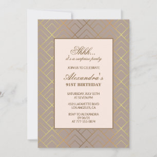 Gold Surprise party 91st birthday Invitation