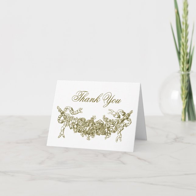 Gold Swag Romantic Thank You Note Cards (Front)