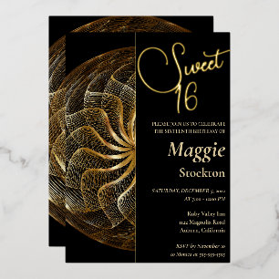 Gold Sweet 16 Invitation