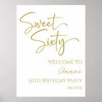 Gold Sweet Sixty 60th Birthday Party Welcome Sign