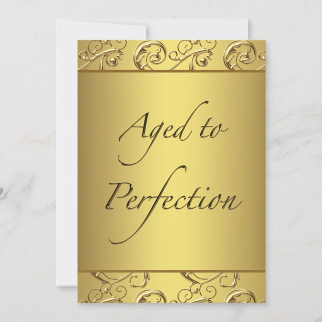 Gold Swirl Aged to Perfection Birthday Party Invitation (Front)