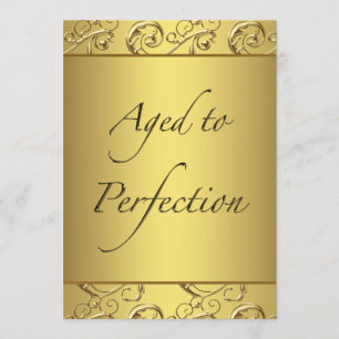 Gold Swirl Aged to Perfection Birthday Party Invitation