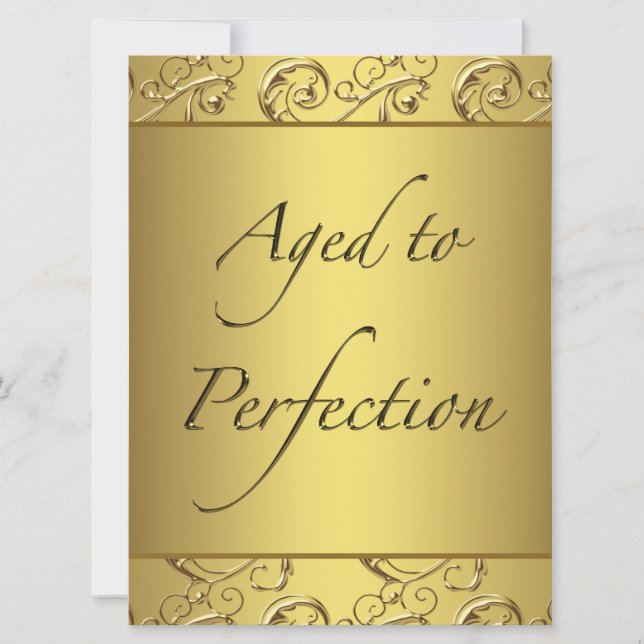 Gold Swirl Aged to Perfection Birthday Party Invitation (Front)