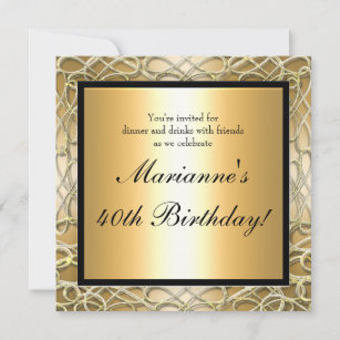 Gold Swirl Birthday Anniversary Event Invitation
