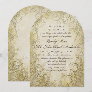 Gold Swirl Gold Metallic Wedding Invitations