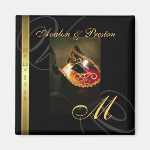 Gold Swirl Masquerade Mask Save The Date Magnet