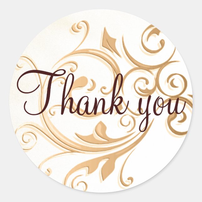 Gold Swirl Thank You Sticker - Seal (Front)