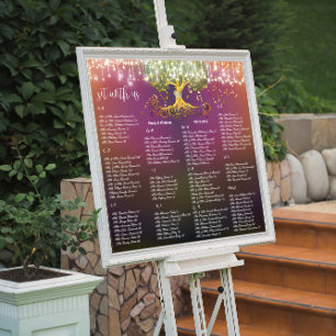 Gold Swirl Tree Purple Fairytale Magical Wedding Poster