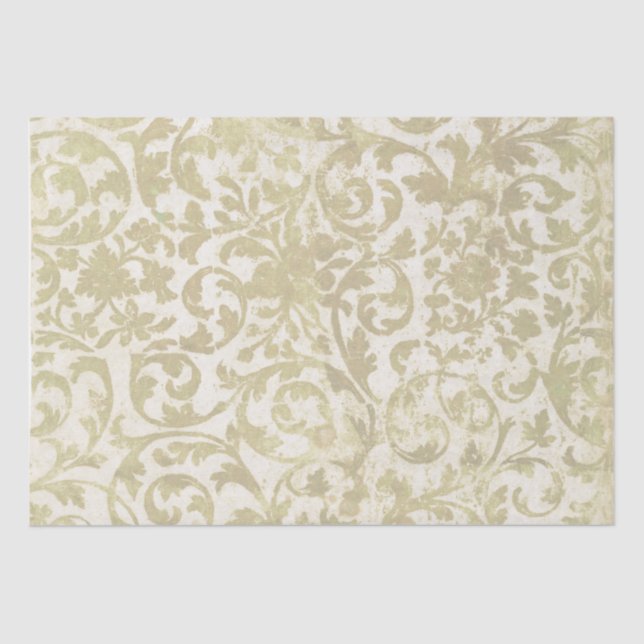 Gold Swirl Vintage Decoupage Distressed Craft Tissue Paper (Front)