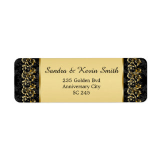 Gold swirls 50th Wedding Anniversary Address label