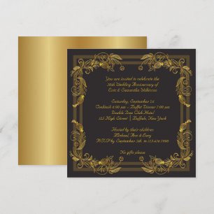 Gold Swirls 50th Wedding Anniversary Party Invitation