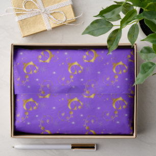 Gold Swirls and Stars Purple Christmas Tissue Paper