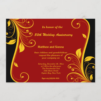 Gold Swirls Anniversary Invitation