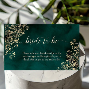 Gold Swirls Emerald Green Wedding Enclosure Card