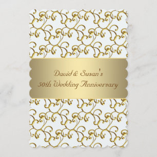 Gold Swirls Gold 50th Wedding Anniversary Party Invitation