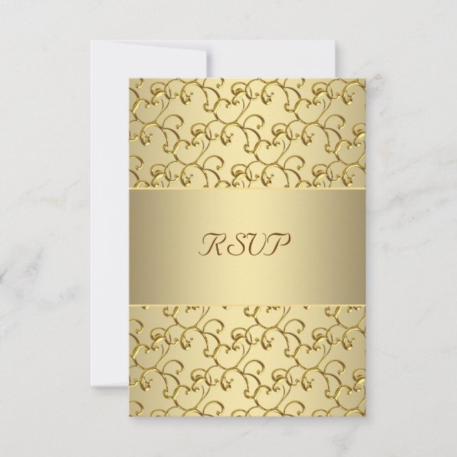 Gold Swirls Gold 50th Wedding Anniversary RSVP (Front)