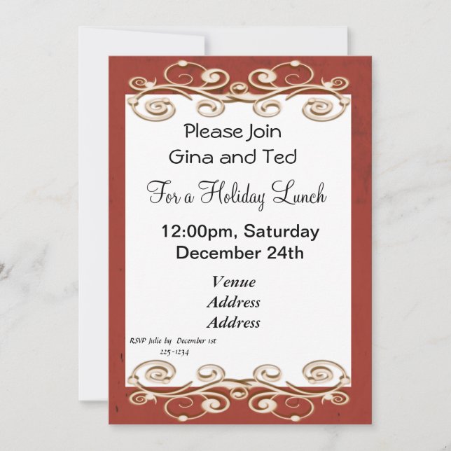 Gold Swirls Invitation (Front)