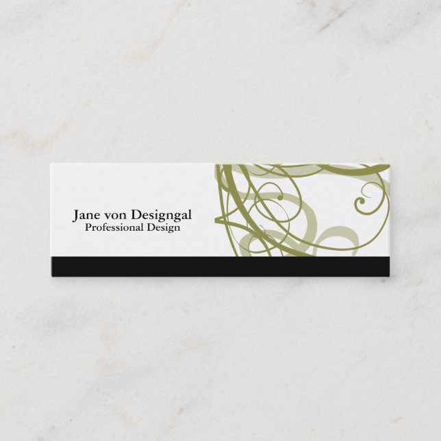 Gold Swirls Pattern Mini Business Card (Front)