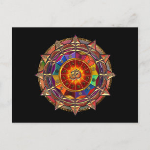 Gold Symbolic Sun Mandala Postcard