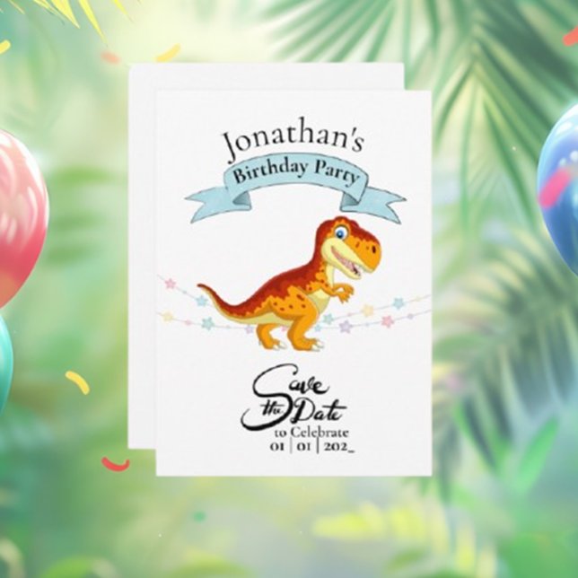 Gold T Rex, Happy Birthday Boy Invitation (Gold T Rex Happy Birthday Boy Invitation – Roar into Fun!)