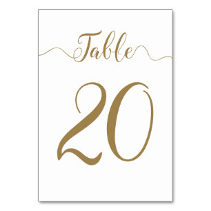 Gold Table Number 20 Wedding Table Cards Numbers