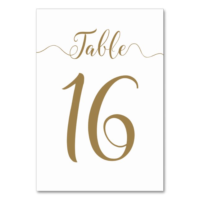 Gold table numbers for weddings table 16 (Front)