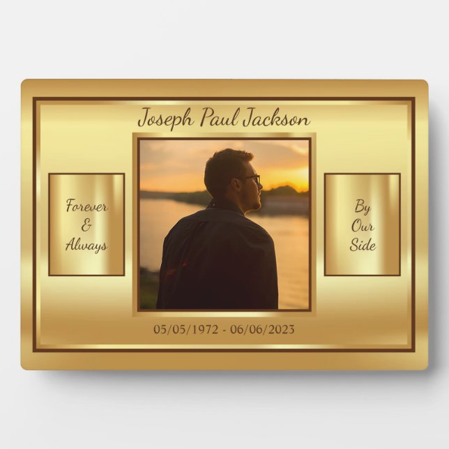 Gold Table Photo Memorial Plaque (Front)