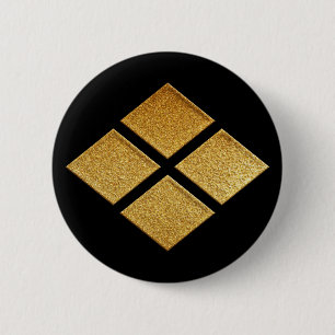 Gold Takeda Bishi Kamon 6 Cm Round Badge