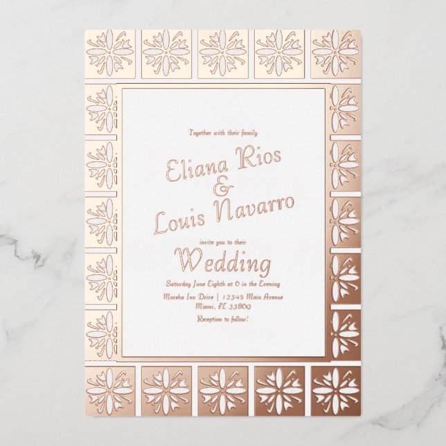 Gold Talavera  Mexican Spanish Wedding Pressed     (Front)