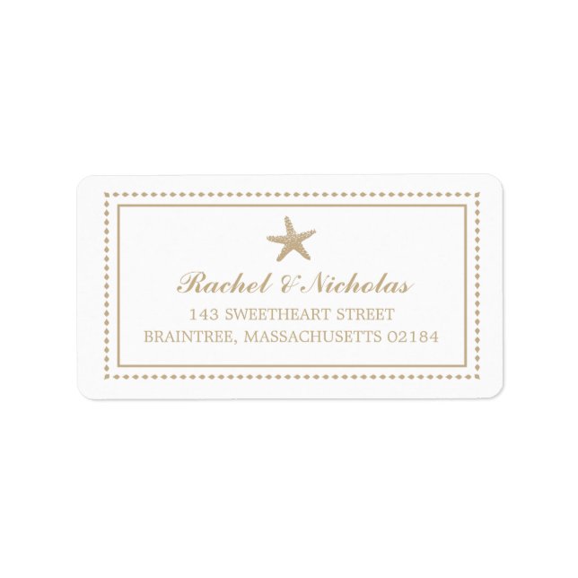 Gold Tan Graceful Starfish | Mailing Address Label (Front)