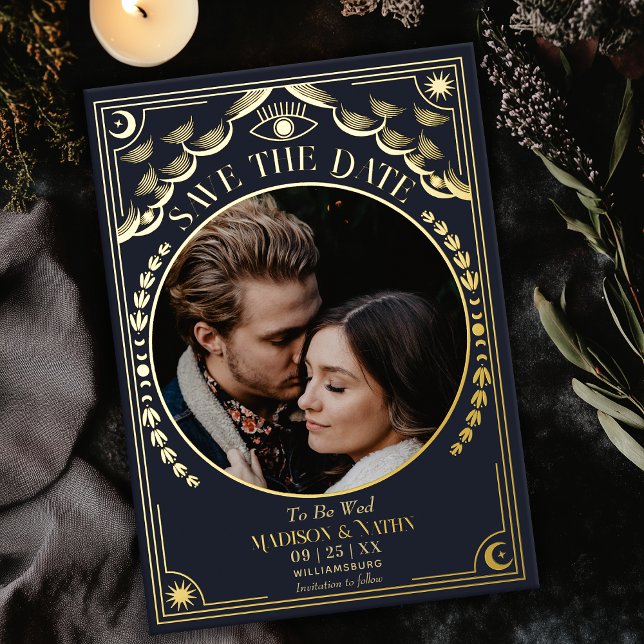 Gold Tarot Gothic Wedding Photo Save the Date (Creator Uploaded)