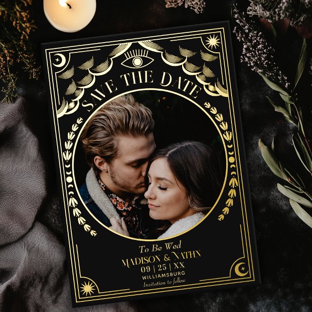 Gold Tarot Gothic Wedding Photo Save the Date (Creator Uploaded)