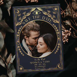 Gold Tarot Gothic Wedding Photo Save the Date Invitation