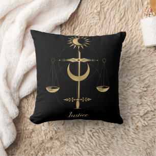 Gold Tarot Justice Symbol Cushion