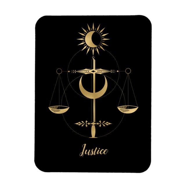 Gold Tarot Justice Symbol Magnet (Vertical)