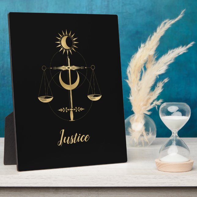 Gold Tarot Justice Symbol Plaque (Side)