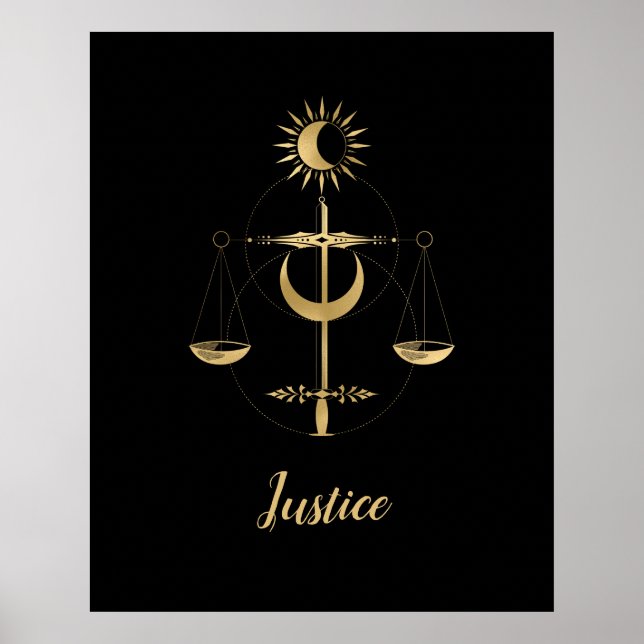 Gold Tarot Justice Symbol Poster (Front)