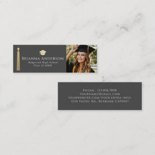 Gold Tassel & Cap Grey Graduation Insert Name Card