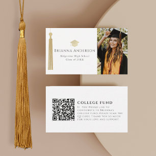 Gold Tassel & Cap White Photo College Fund Enclosure Card