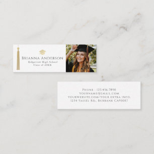 Gold Tassel & Cap Wht Graduation Insert Name Card