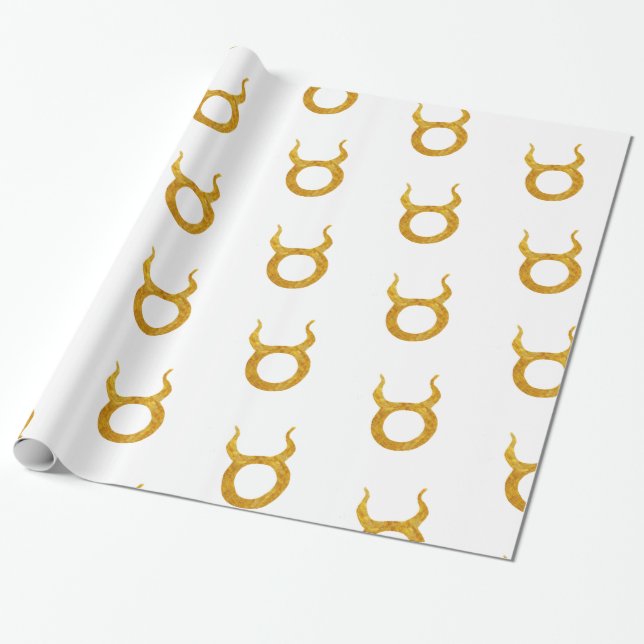 Gold Taurus Zodiac Astrology Sign Wrapping Paper (Unrolled)