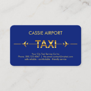 Gold Taxi Airplane Runway Signage Business Card